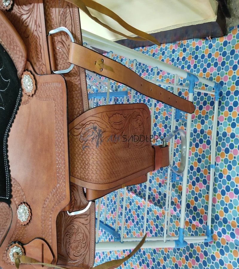 Western  Wade Ranch Ride Horse Saddle Leather Ranch Roping With Tack Set